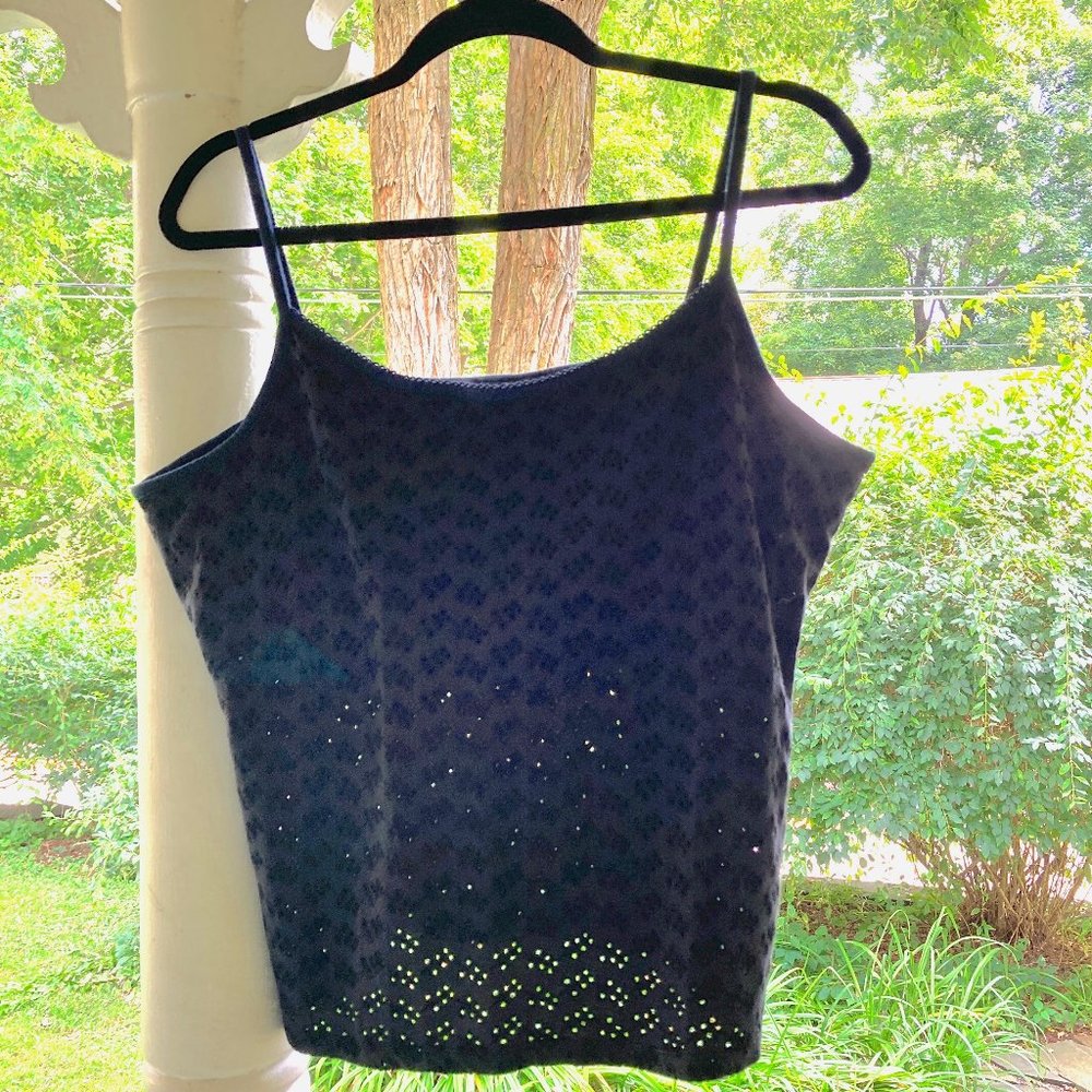 Lands' End Soft Black Eyelet Tank